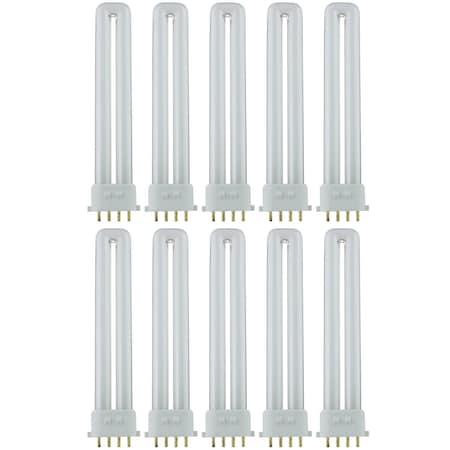 Sunlite 4-Pin Fluorescent 13W 2700K U Shaped PL CFL Twin Tube Plugin Light Bulbs with 2GX7 Base, 10PK 40493-SU